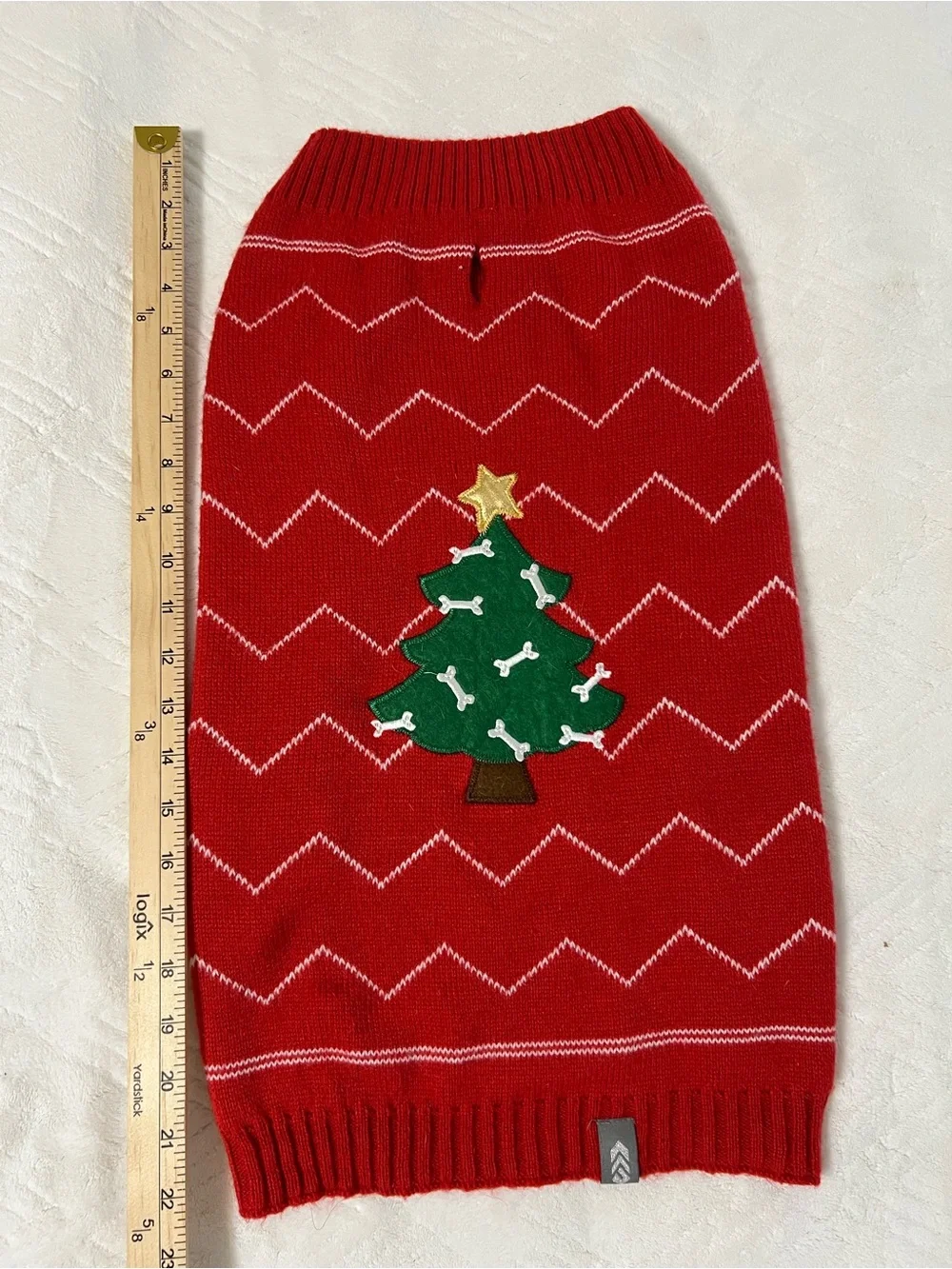 Red Holiday Dog Sweater with Christmas Tree